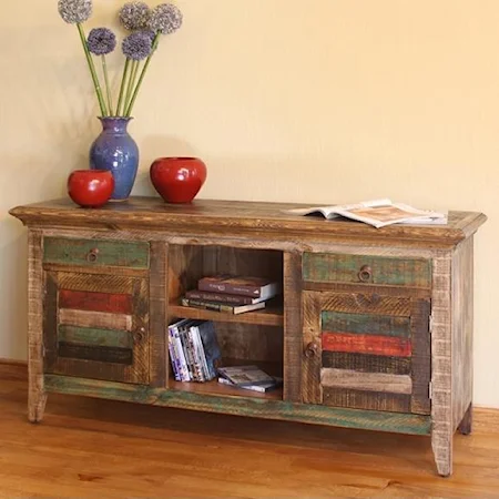 Modern Rustic Multicolor Console with 2 Doors